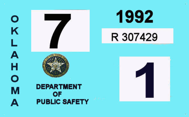 (image for) 1992 Oklahoma Inspection Sticker